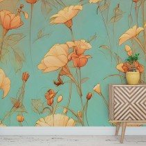 Fotomural: ilustración vintage de flores