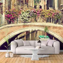 Fotomural paisaje canal venecia con barca