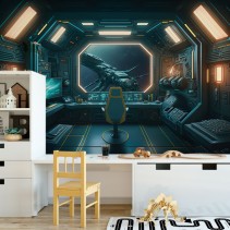 Papel pintado o fotomural mandos aventura en nave espacial