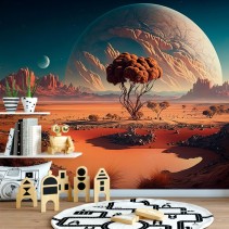 Fotomural paisaje planeta rojo ciencia ficción dos lunas