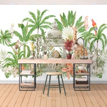 Papel pintado o fotomural paisaje tropical animales