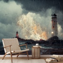 Papel pintado o fotomural pintura paisaje con faros