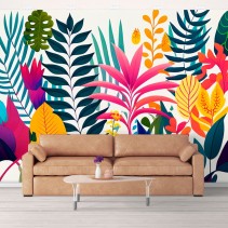 Papel pintado o fotomural ilustración juvenil plantas