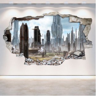 Vinilos agujero 3d ciudad del futuro scifi