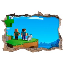 Vinilos decorativos agujero 3d videojuego minecraft