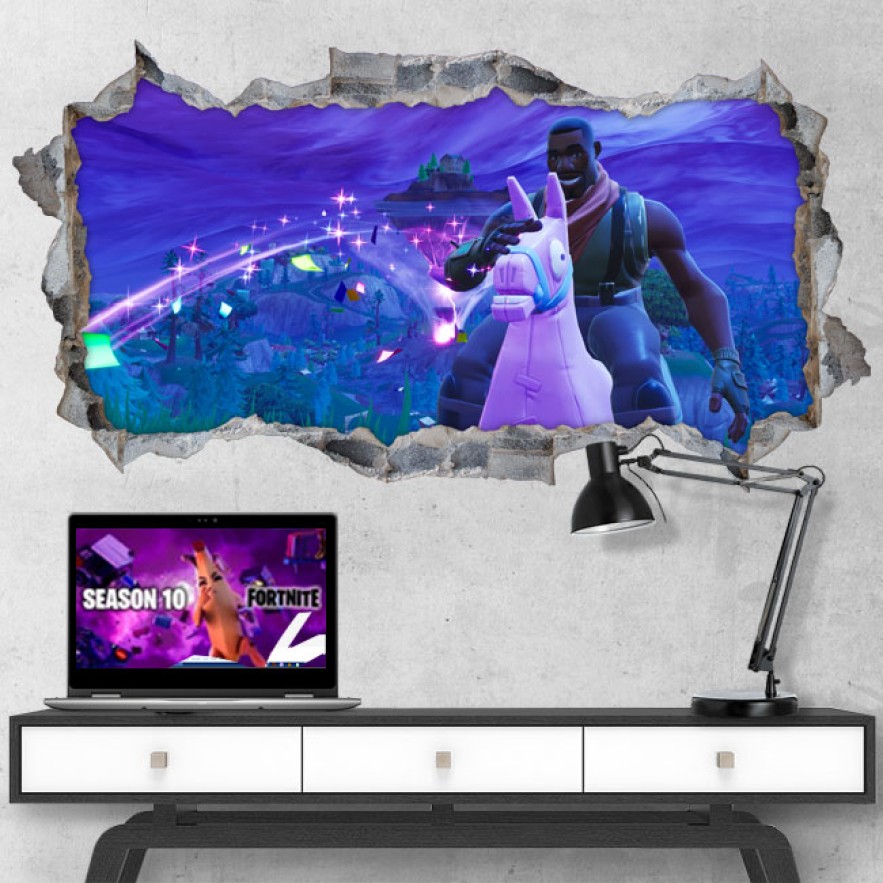Vinilo decorativo agujero 3d videojuego fortnite
