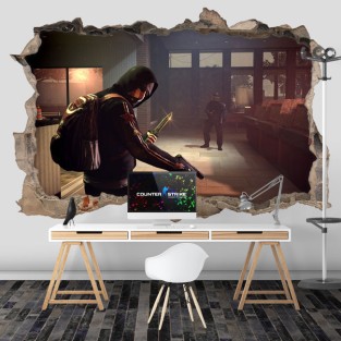 Vinilo agujero 3d videojuego counter strike