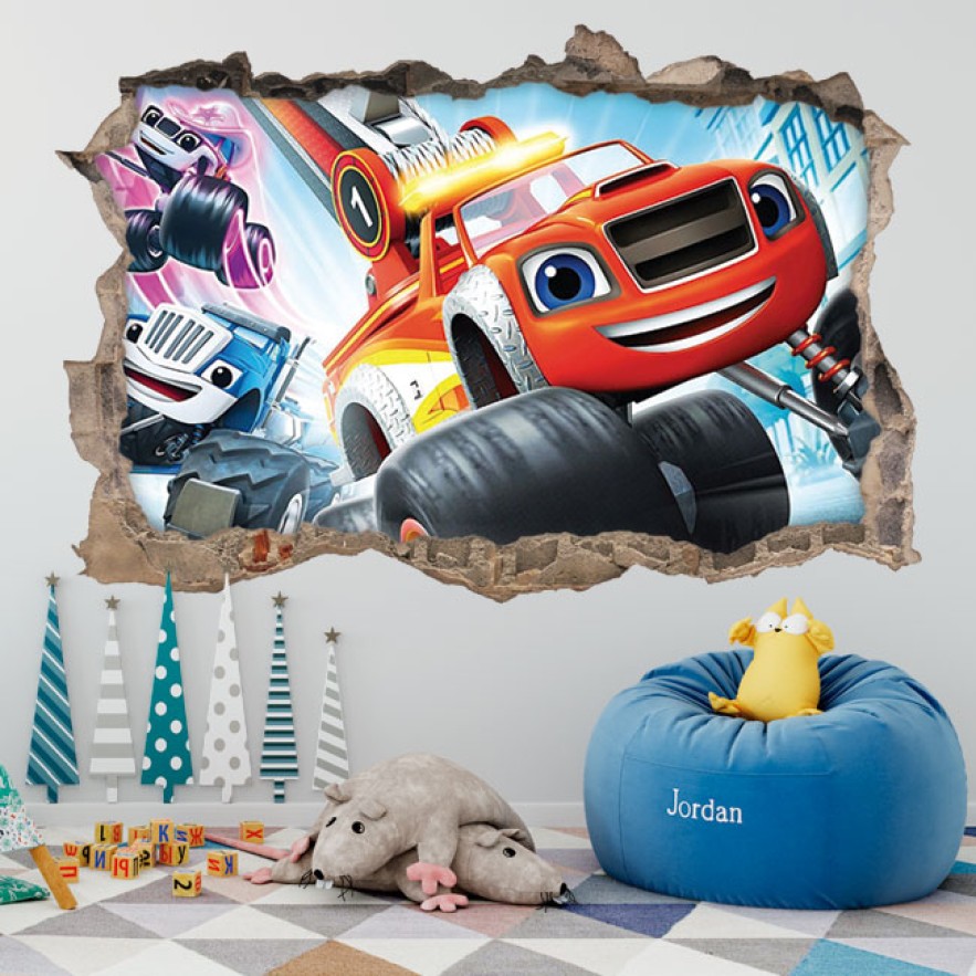 Vinilos infantiles agujero 3d blaze and the monster machines