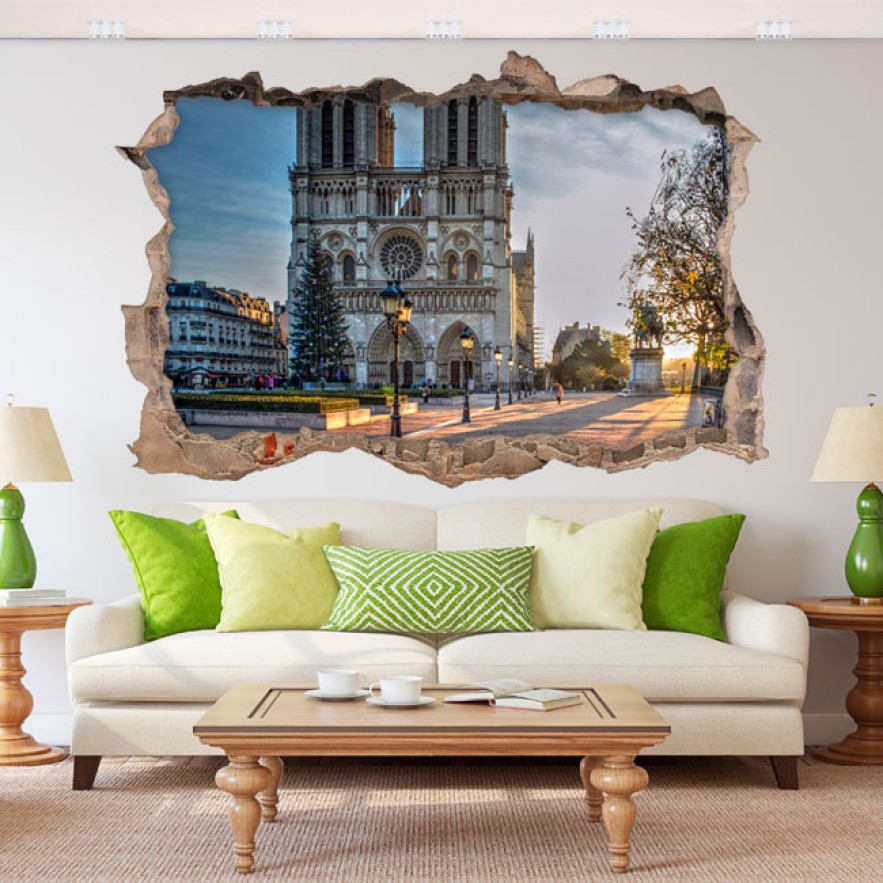 Vinilos agujero 3d catedral notre dame parís