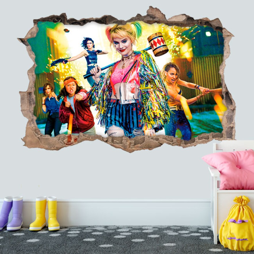 Pegatinas agujero 3d harley quinn aves de presa