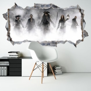 Vinilos decorativos agujero 3d piratas del caribe disney