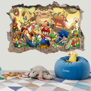 Vinilos decorativos agujero 3d sonic the hedgehog crossover
