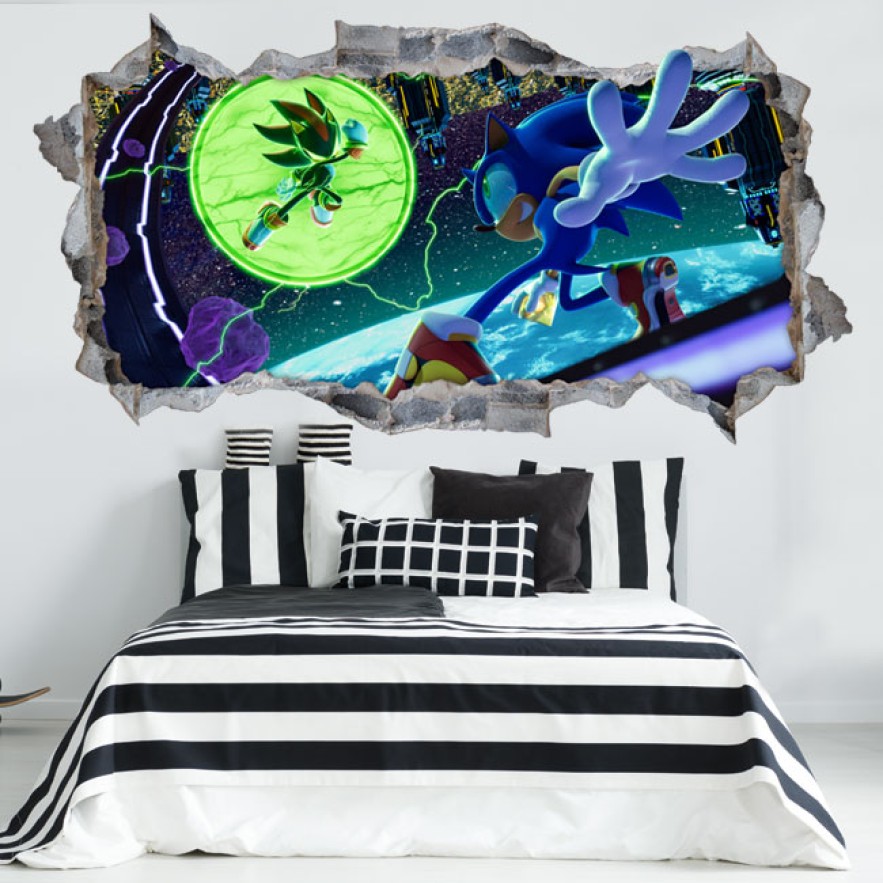 Vinilo decorativo agujero 3d sonic