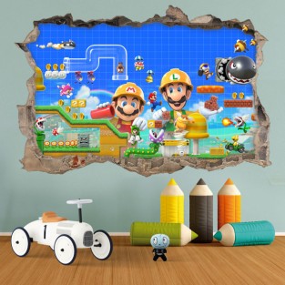 Vinilos agujero 3d super mario bros maker 2