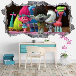 Vinilos decorativos agujero 3d película trolls