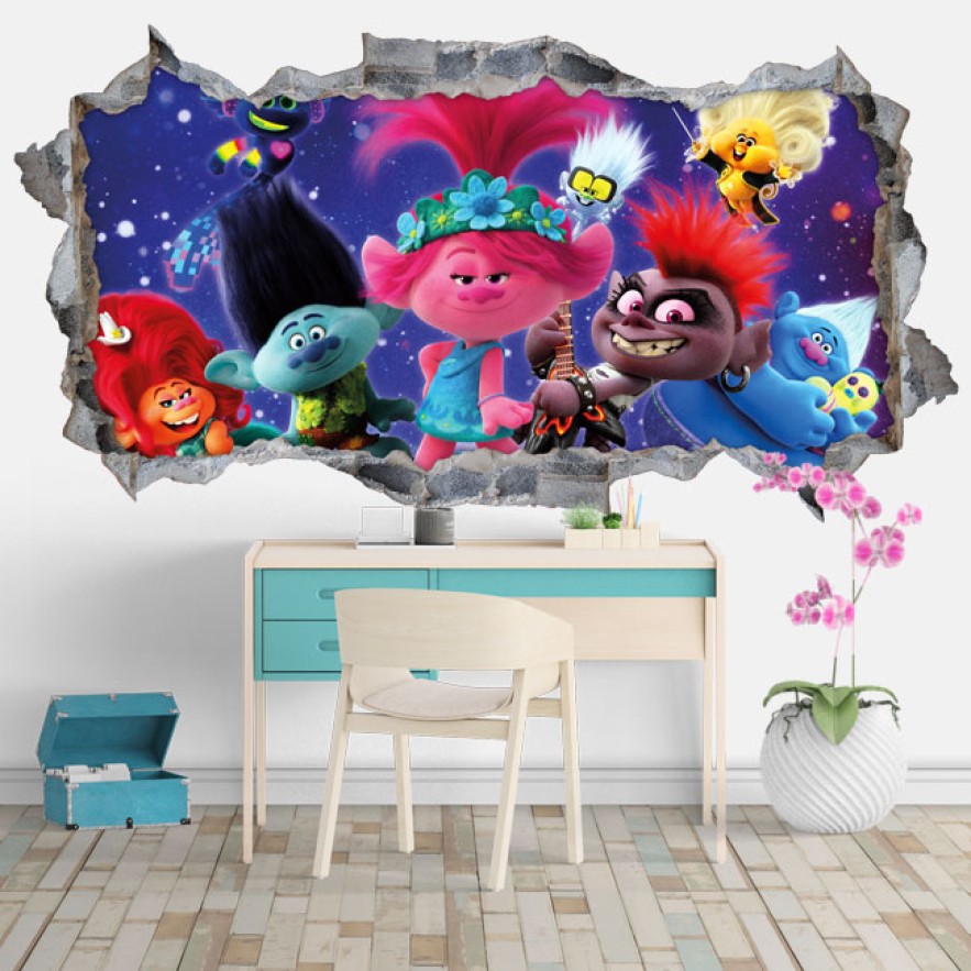 Vinilos y pegatinas agujero 3d película trolls