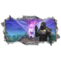 Vinilo decorativo agujero 3d pared videojuego fortnite