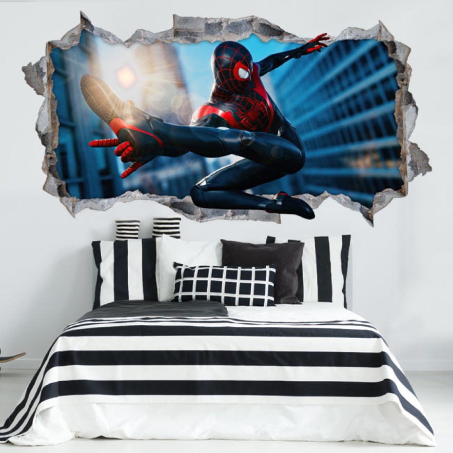 Pegatinas de vinilos agujero 3d miles morales spider man