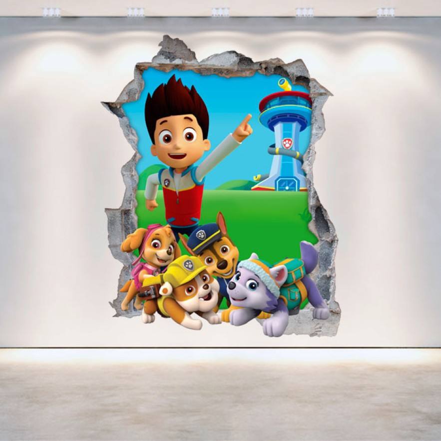 Vinilos y pegatinas agujero 3d de la patrulla canina