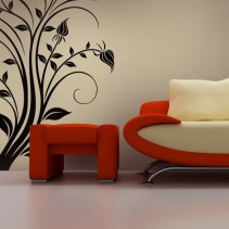 Vinilo decorativo paredes dibujo flores