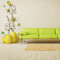 Vinilos decorativos dibujo flores coloridas y mariposas