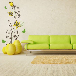 Vinilos decorativos dibujo flores coloridas y mariposas Vinilos decorativos dibujo flores coloridas y mariposas