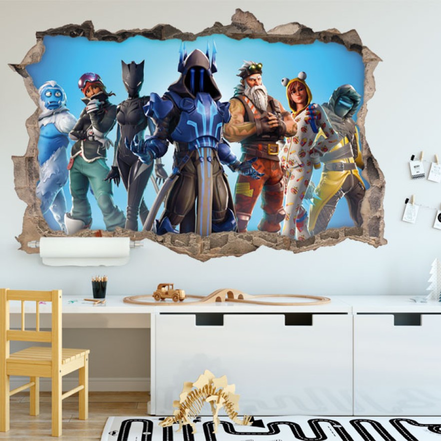 Pegatinas y vinilos agujeros 3d videojuego fortnite