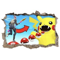 Vinilo decorativo agujero 3d fortnite pokémon
