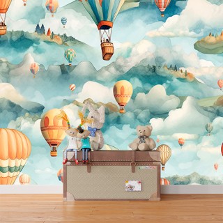 Fotomural o papel pintado infantil cielo con globos
