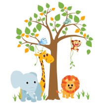 Vinilos y pegatinas infantiles árbol con animales