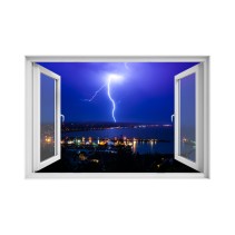 Ventana 3D Rayo en la ciudad costera