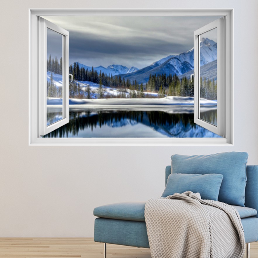 Ventana 3D Lago Invernal