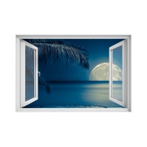 Ventana 3D Luna en la playa