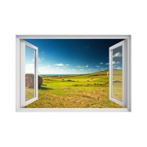 Ventana 3D Fardo de paja en el campo