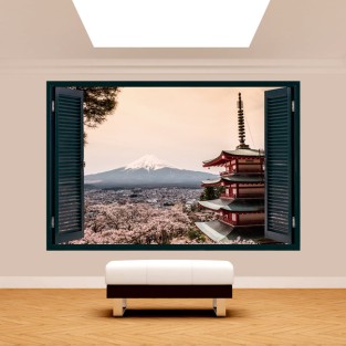 Ventana 3d pagoda monte fuji Ventana 3d pagoda monte fuji
