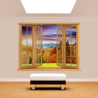 Vinilos ventanas 3d atardecer montañas Vinilos ventanas 3d atardecer montañas