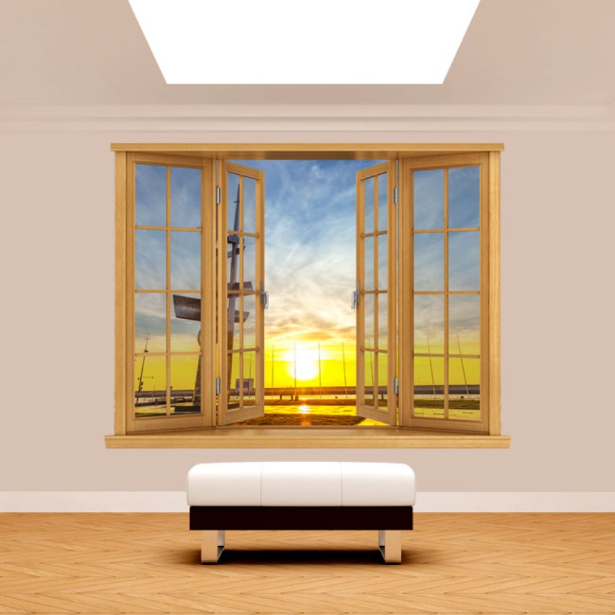 Vinilo ventanas 3d gdinia polonia al atardecer