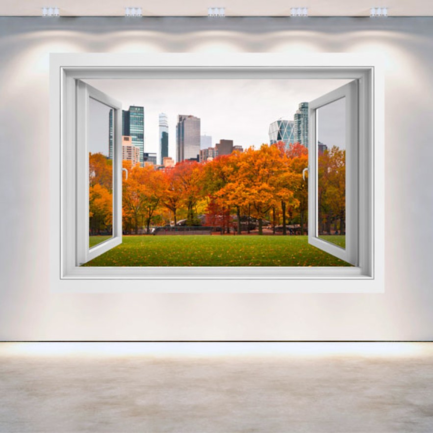 Vinilo ventana 3d central park nueva york