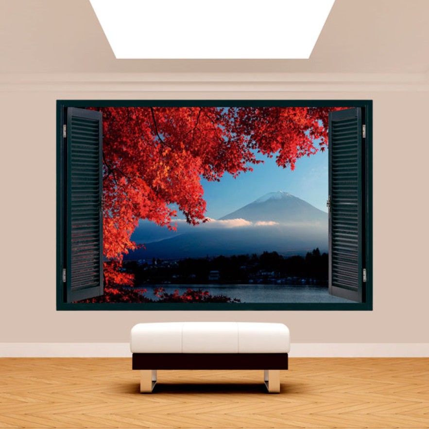 Vinilo ventana 3d monte fuji