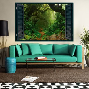 Ventanas de vinilo 3d bosque selvático