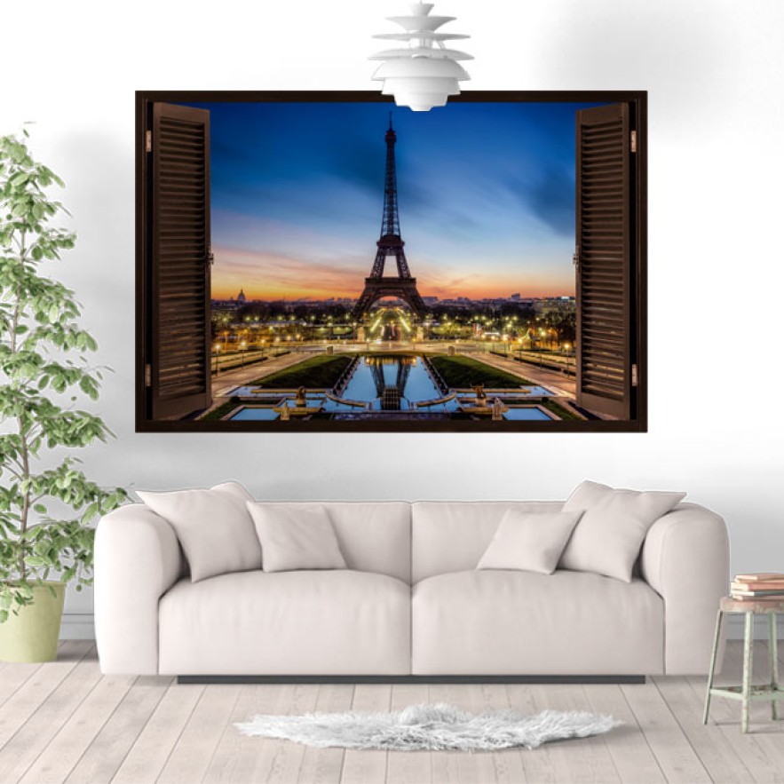 Vinilo ventanas 3d parís torre eiffel