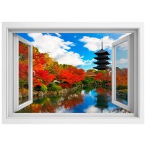 Vinilos ventana 3d toji pagoda en kioto