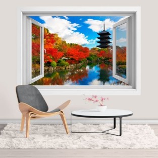 Vinilos ventana 3d toji pagoda en kioto Vinilos ventana 3d toji pagoda en kioto