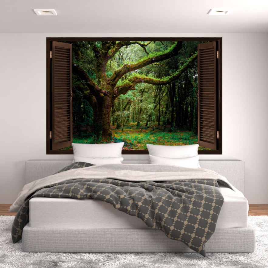 Vinilo ventanas 3d árboles en la naturaleza