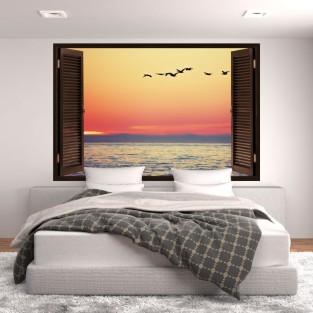 Vinilo ventanas 3d atardecer en el mar Vinilo ventanas 3d atardecer en el mar