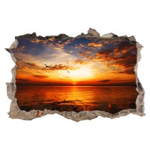 Vinilo agujero 3d puesta de sol marina