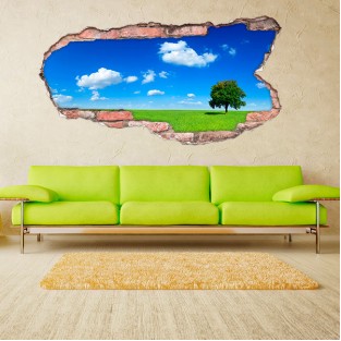 Vinilo agujero 3d paisaje árbol en el horizonte Vinilo agujero 3d paisaje árbol en el horizonte