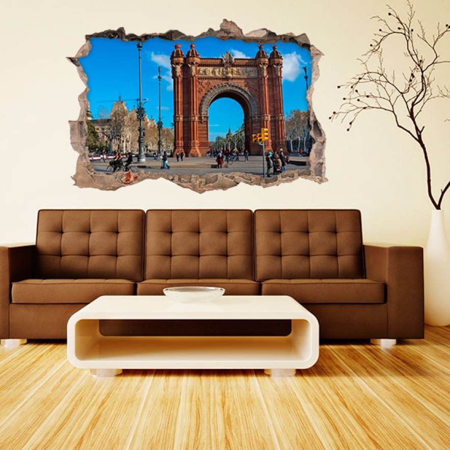 Vinilo agujero 3d barcelona arco del triunfo