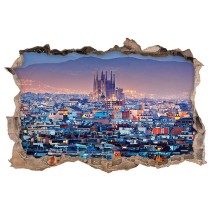 Vinilo agujero 3d panorámica barcelona
