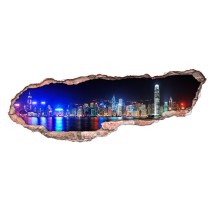 Vinilo agujero 3d ciudad de hong kong de noche